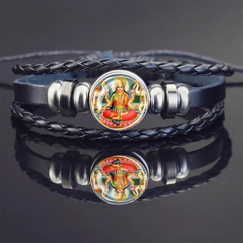 Hinduism God Bracelets Ganesha Vishnu Shiva Amulet Bracelet for Men Women Goddess of Kashmi Wealth Bangle India Buddhism Jewelry