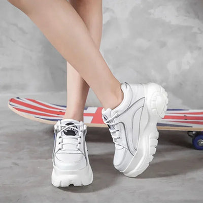 2025 Designer Women Platform Casual Buffalo Sneakers Low-top Light 6cm Sole Breathable Shoes Outdoor White Tennis Lace-up - Elanique