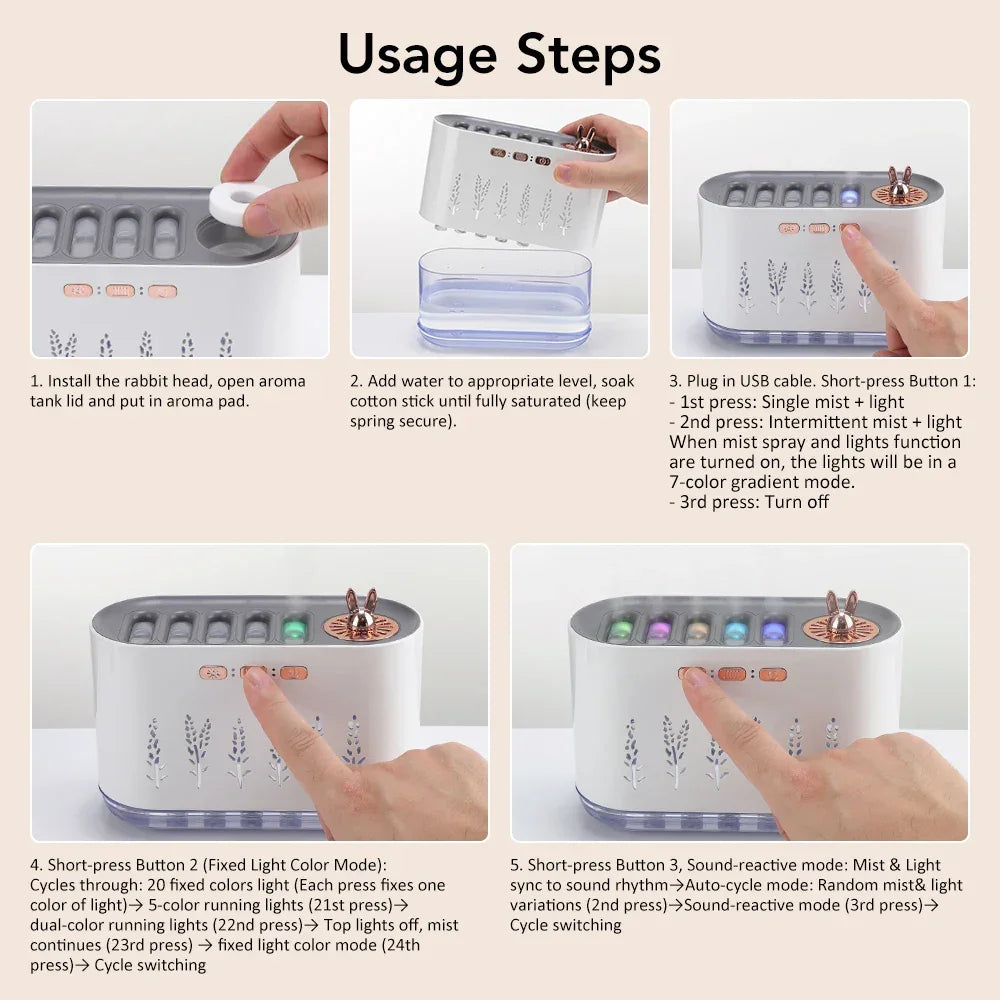 Air Humidifier Five-Hole Spray Aromatherapy Creative Dynamic Colorful Voice Control 700ml Musical Aroma Diffuser For Household