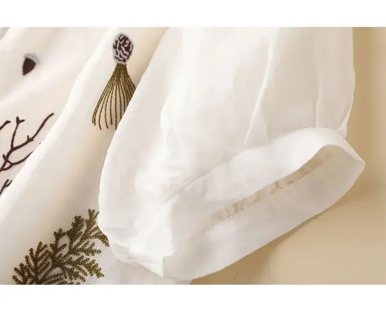 Seven Point Cotton Linen Top For Women