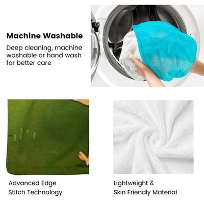 Merry Christmas Fleece Blanket Cozy Holiday Throw for Sofa Bed, Soft Warm Decor with Cute Christmas Trees and Ornaments, Perfect