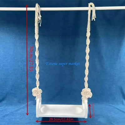 090B Newborns Photography Props Wooden Swing for Baby Photoshoots Decorative Photoshoots Trapeze Studio Furniture