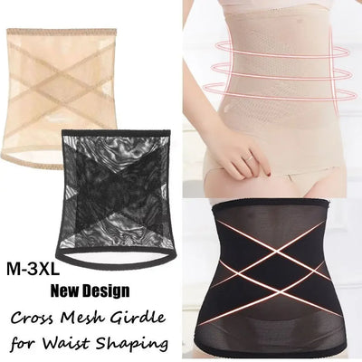 Invisible Waist Shaping High Elastic Cross Mesh Girdle Breathable for Women Light Slow Pressure Strap Reductive Slimming Belt