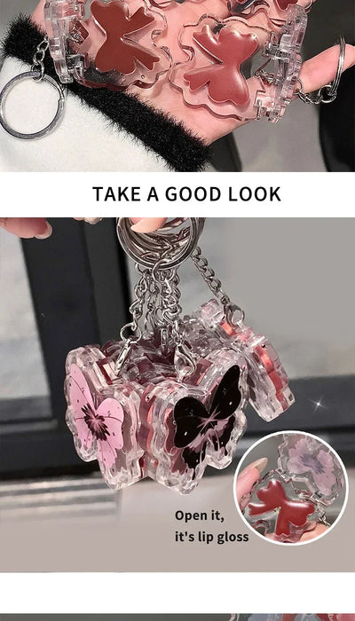 Butterfly Solid Lip Gloss Beauty Mirror Water Optical Gloss Gloss