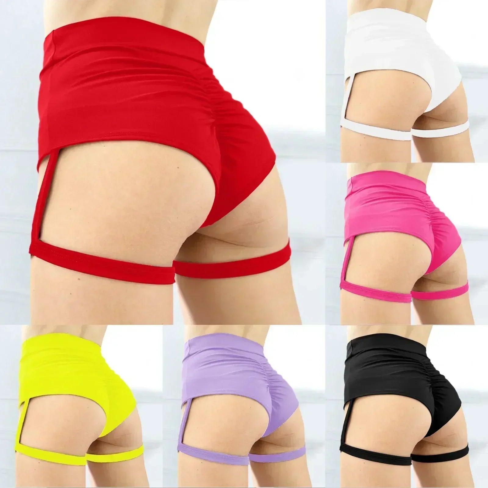 Sexy hot pants for women yoga clothes garters solid high waisted athletic shorts buttocks peach pleated butt crack sport