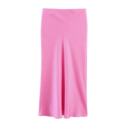 Women's Pink Striped Silk Satin