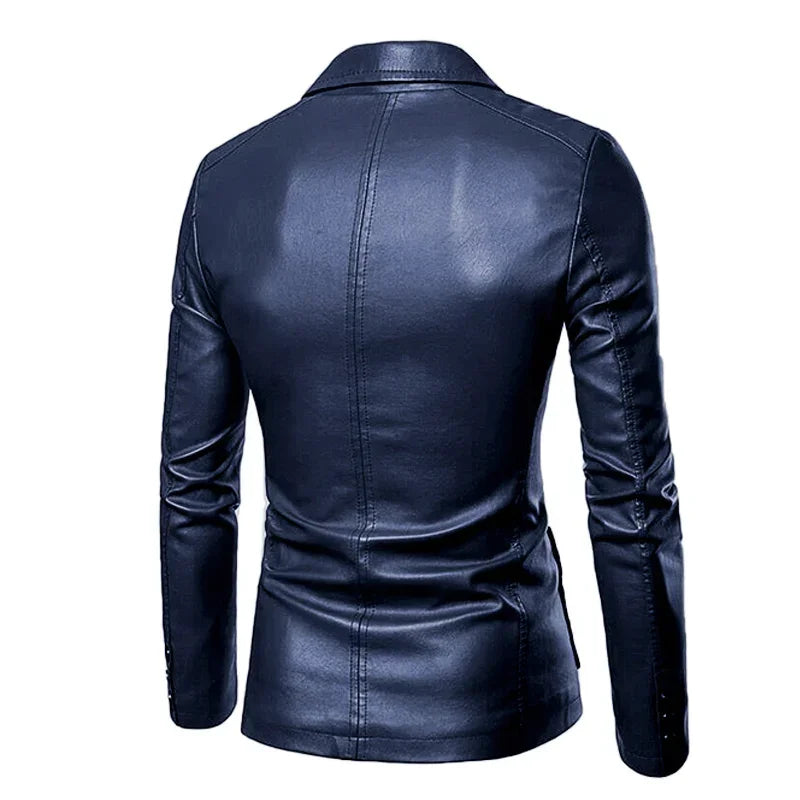 Blazer Man 2025 Men's PU Leather Jackets for Men Autumn Jacket Button Turn Down Collar Business Coat Biker Motocycle Jacket
