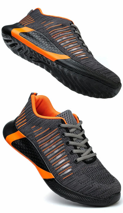 Men's Safety Shoes with Steel Toe Cap Anti-smash Work Sneakers Lightweight Puncture-Resistant Indestructible Breathable Footwear