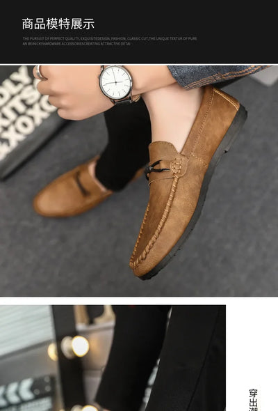 Summer New Men's Loafers Comfortable Flat Casual Shoes Men Breathable Moccasins Slip-On Soft Leather Driving Shoes 2025