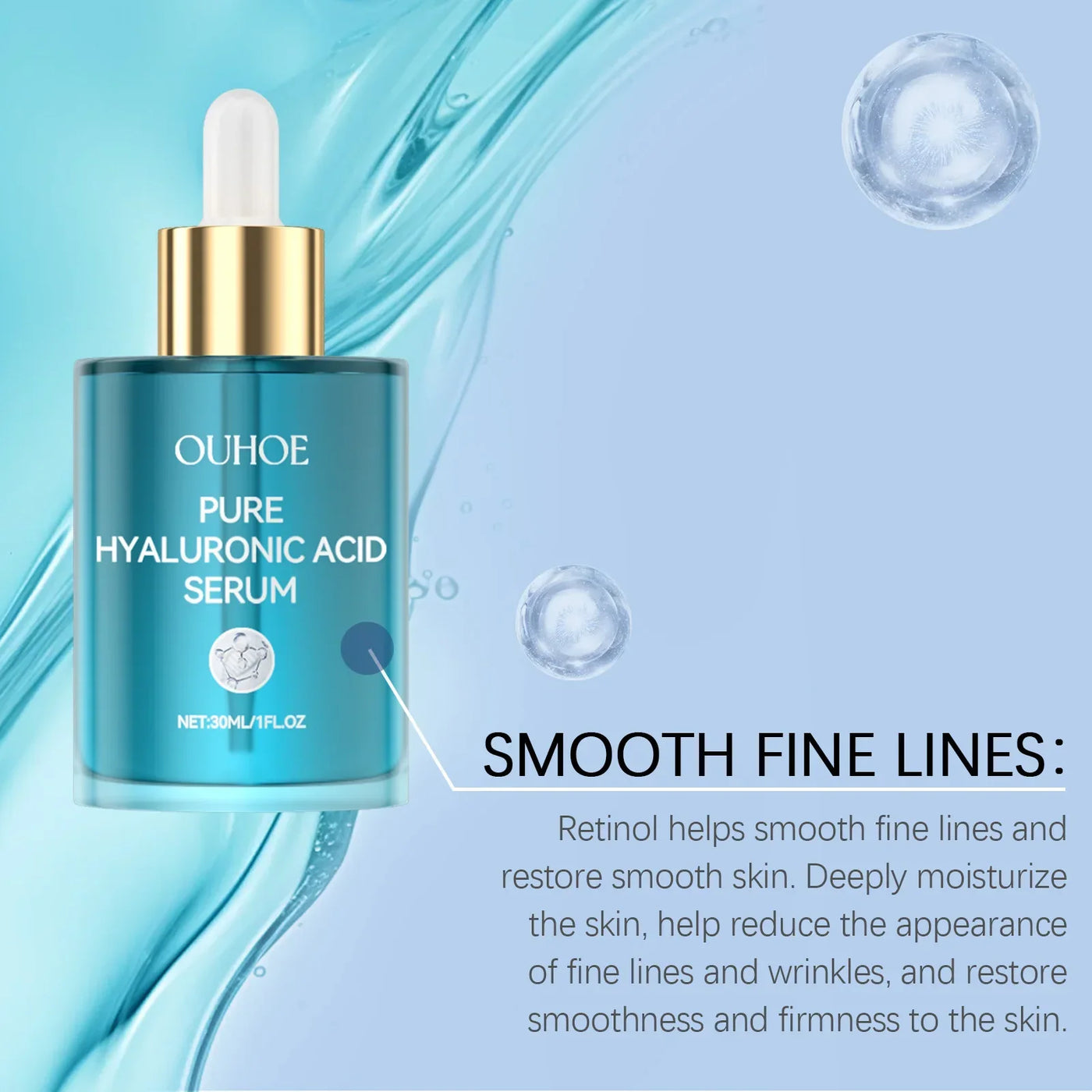 Hyaluronic Acid Serum Shrink Pores Fade Fine Lines Remove Dark Spot Improve Dry Moisturizing Lightening Repairing Facial Essence