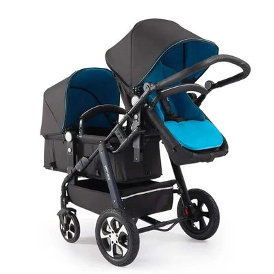 New Twins Baby Stroller Foldable Double Baby Stroller for Two Children Shock-absorbing Twin Baby Stroller Four Wheel Cart
