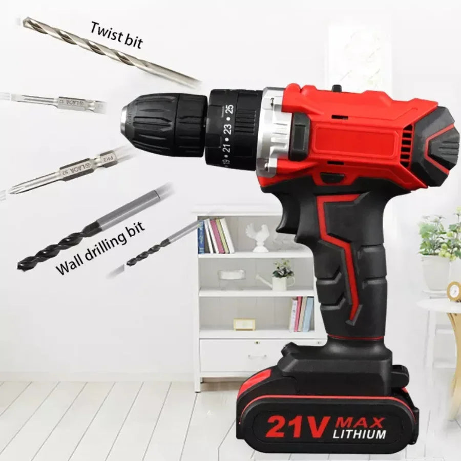 Charging hand DIY power tools 21V Electric cordless Screwdriver 2 features wireless hammer drill mini lithium battery