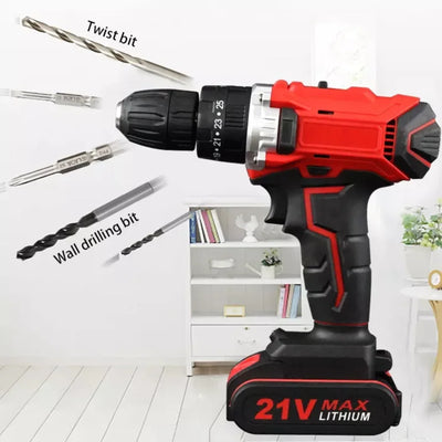 Charging hand DIY power tools 21V Electric cordless Screwdriver 2 features wireless hammer drill mini lithium battery