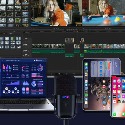 USB Condenser Microphone Gaming Mic for Laptop Phone Recording Live Streaming Karaoke RGB Lighting Effects Capacitor Microphone