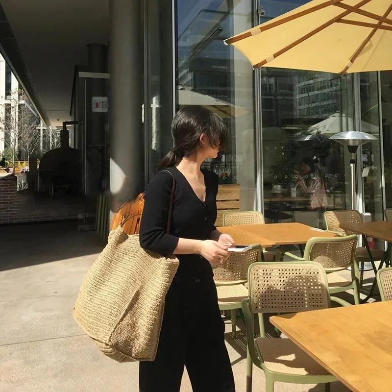 2025 women handbags handmade woven summer beach bag big shopper purses large capacity straw tote designer