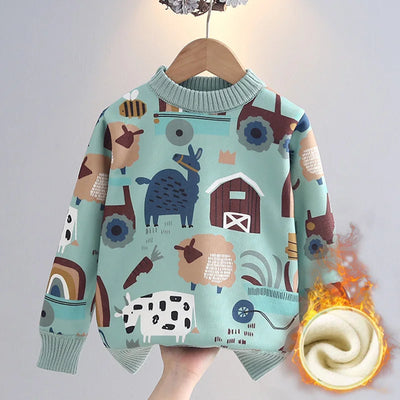 ﻿ Boys' and Girls' Sweaters Thickened Autumn/Winter New Fashionable Children's Knitted Sweaters Girls' and Boys' Tops