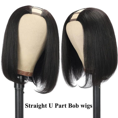 Straight short Bob U Part Human Hair Wigs For Women U Shape Brazilian Human Hair Wig No Leave Out Full Machine Made Wig
