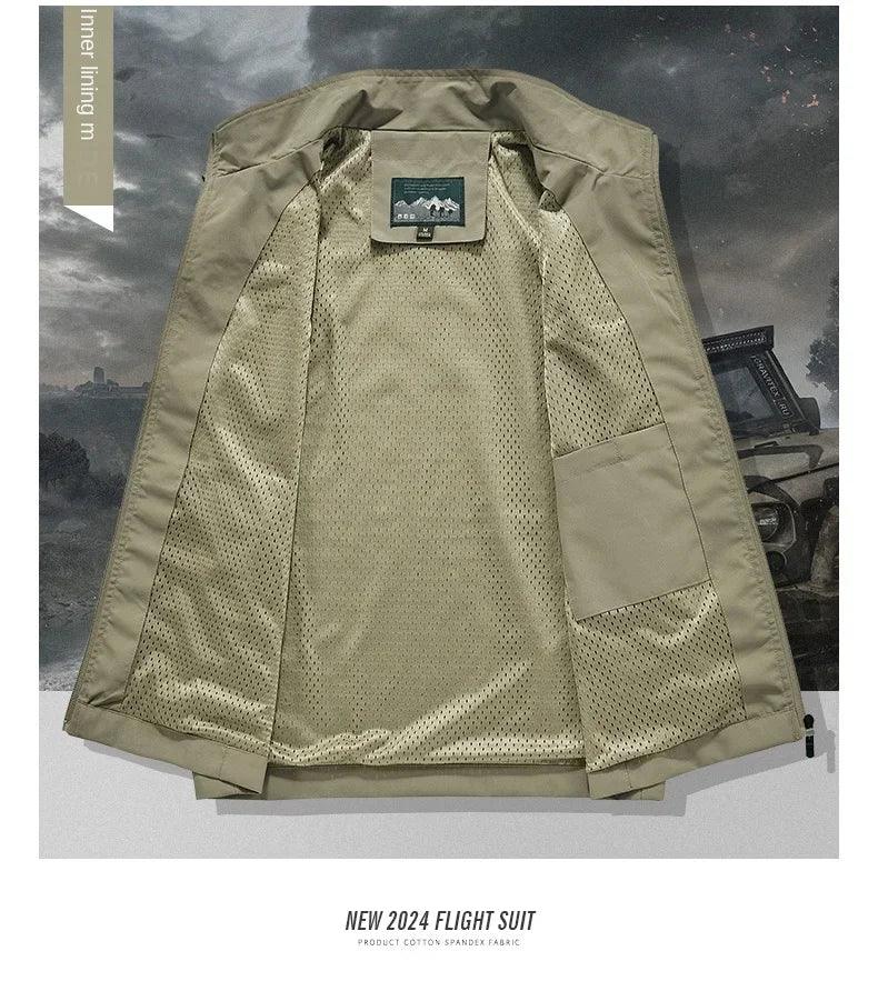 Summer Vest Men's Work Vest Large Size Golf Sleeveless Jacket Tactical windbreaker Hunting Camping Fishing waterproof Coat Parka