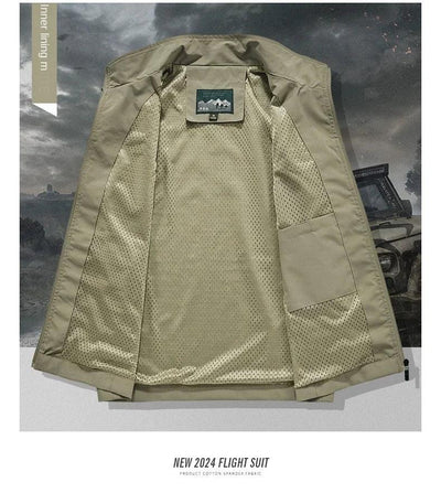 Summer Vest Men's Work Vest Large Size Golf Sleeveless Jacket Tactical windbreaker Hunting Camping Fishing waterproof Coat Parka