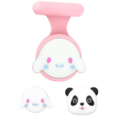 Pink white panda silicone AirTag holder for kids bracelet necklace