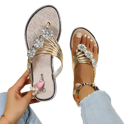 Women's Fashionable Casual Flat Bottom Sandals - Outdoor Wear Toe Post Flip Flops for Beach and Sea Side Best Seller Flip Flops