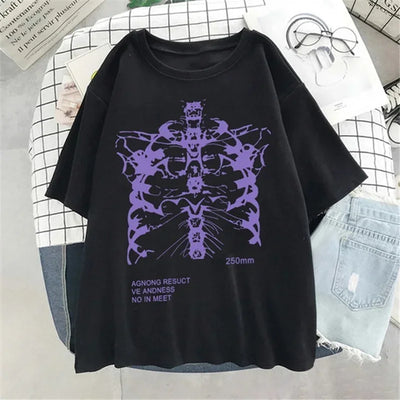 Dark Skull Bones Heart and Lung Print T-Shirt For Women