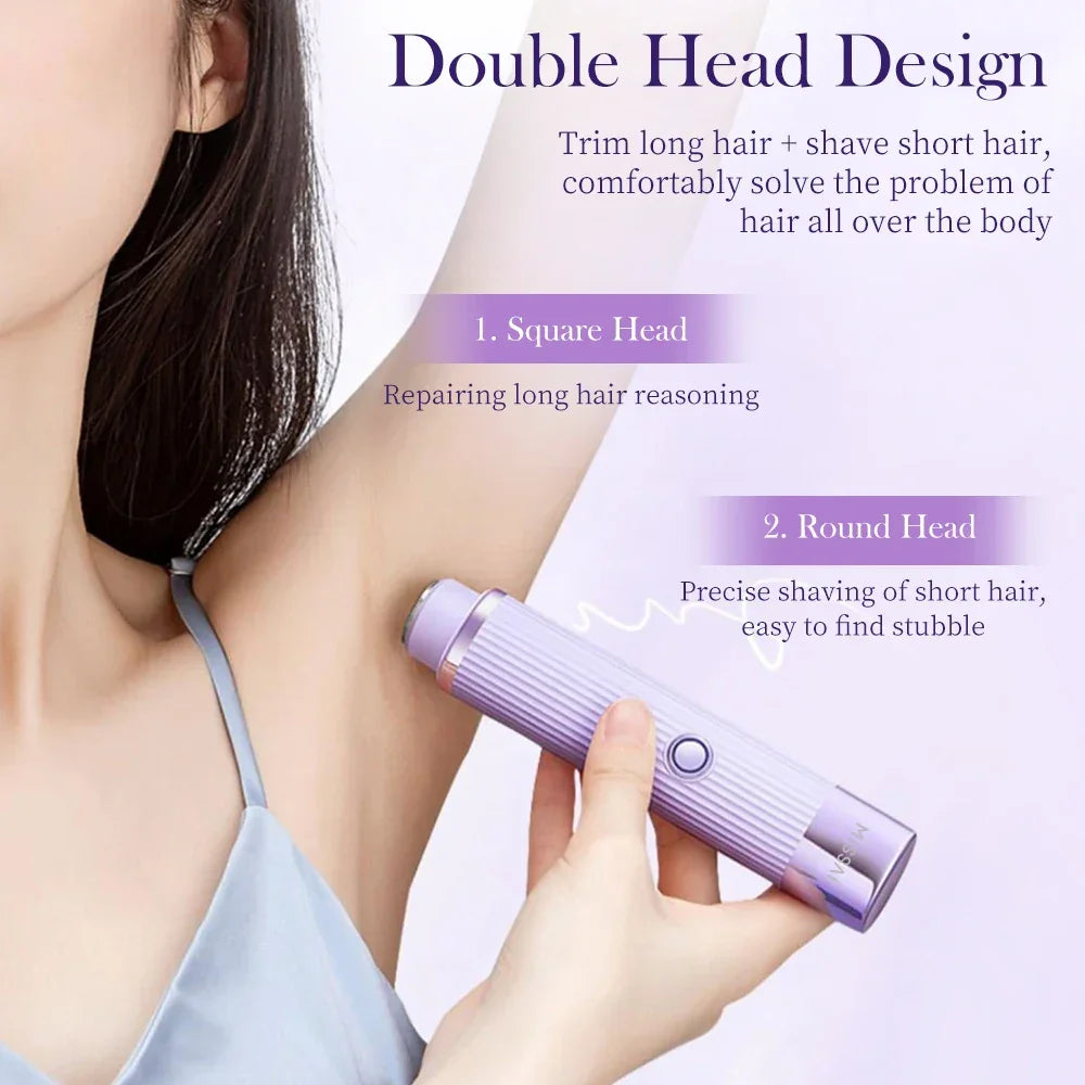 Electric Razors for Women 2in1 Bikini Trimmer Facial Mustache Shavers for Ladies Body Underarms Legs Portable Painless Epilator