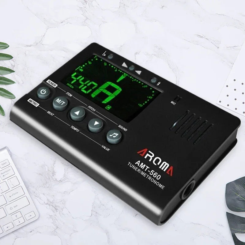 Electric Guitar Tuner And Metronome With Built-in Microphone, With A 6.3mm Pickup Cable, Used For Guitar Chromatic Bass Violin