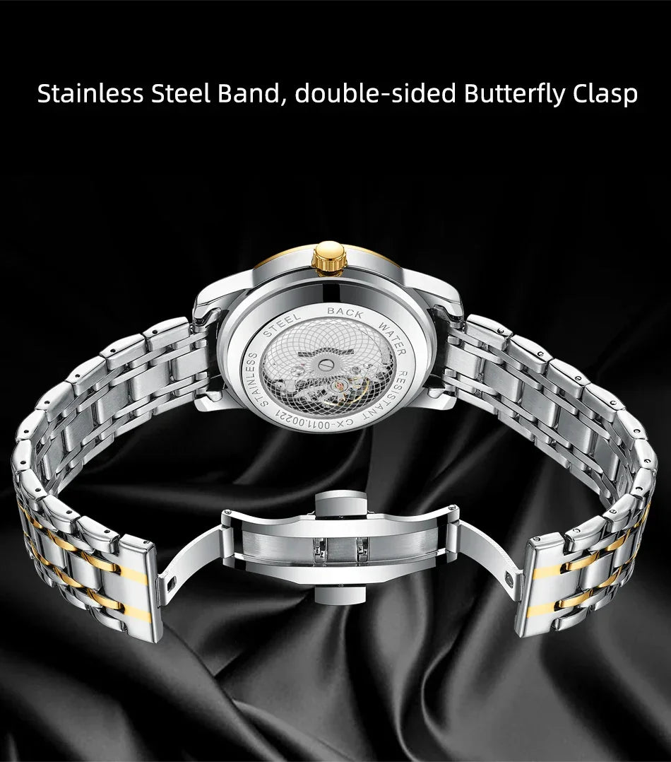 Top Brand Watches For Men High Quality See Through Skeleton Quartz Watch Stainless Steel Waterproof Wristwatch NEW Reloj Hombre