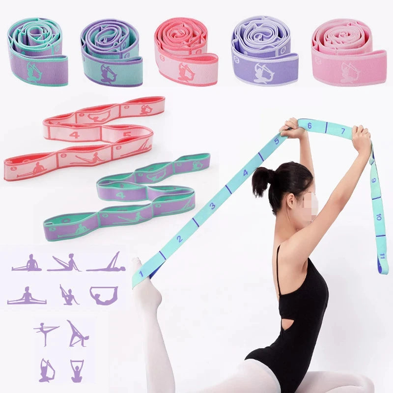 Yoga Stretching Belt Dance Gymnastics Training Band Elastic Yoga Resistance Bands Pilates Exercise Pull Strap Belt Fitness Sport