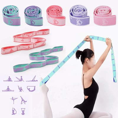 Yoga Stretching Belt Dance Gymnastics Training Band Elastic Yoga Resistance Bands Pilates Exercise Pull Strap Belt Fitness Sport