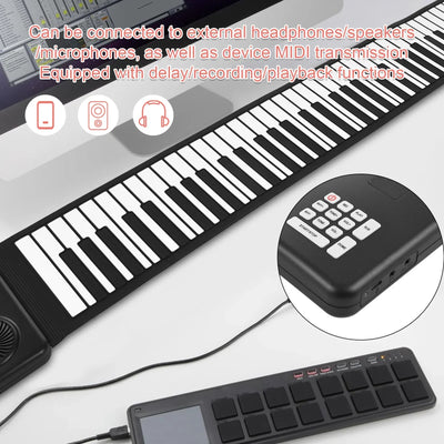 88 Key Portable Piano Handroll Electronic Piano Environmental Silicone Foldable Piano Home Practice for Travel Beginners