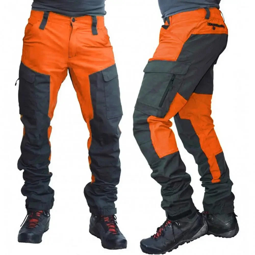 Windproof Cargo Pants Men Summer Long Work Trousers Male Outdoor Color Block Multi Pockets Sports Camping Fishing Pant