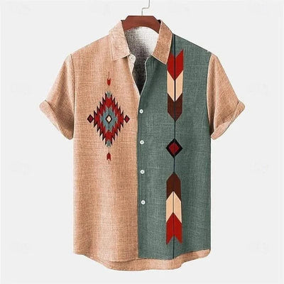 2025 linen men's shirt short sleeved new men's shirt fashionable casual street outdoor shirt linen - Elanique