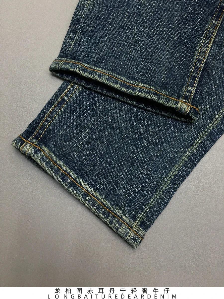 12.5oz Red Selvedge Denim Jeans for Men 99% Cotton High Quality American Vintage Casual Spring Autumn Tapered Straight Pants 5KM