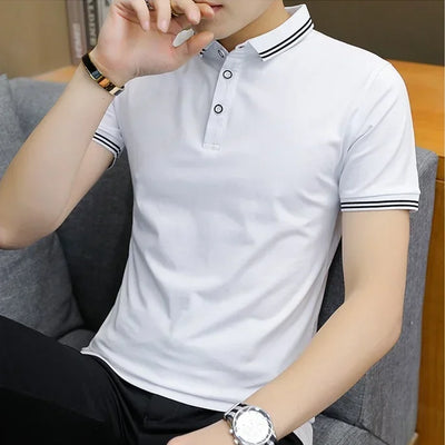 Polo Shirts Print Male with Collar Tee Skinny Mens T-shirt Graphic Tops Vintage Fashion 5xl Short Quarter Sleeve Slim Fit Basic