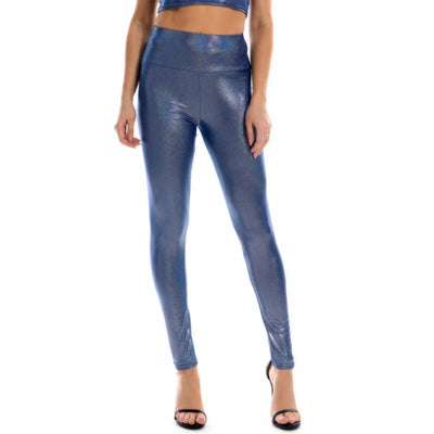 Women Metallic Leggings Shiny Skinny