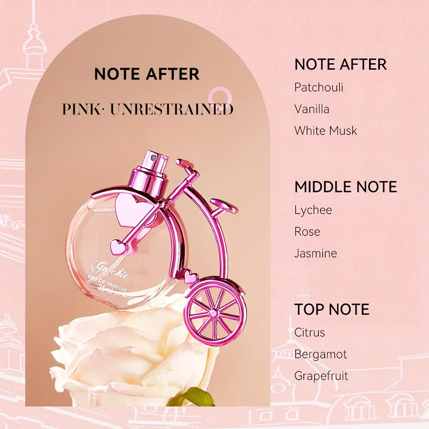 25ML Bike Styling Women's Perfume Pink Fragrant Fresh Oriental Floral Perfume with Gift Box Packaging  Holiday Gift
