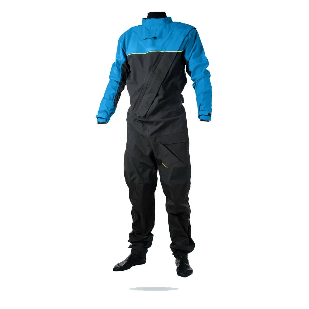 Men, three-layer waterproof, drysuit, latex neck and cuffs, same material socks