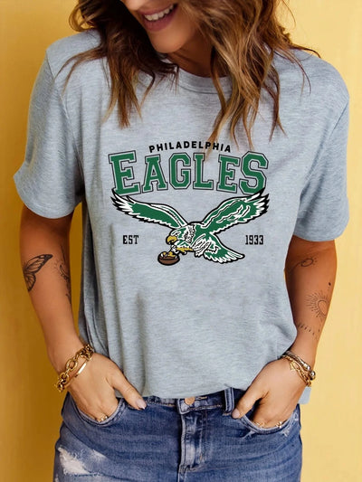 Eagles Print New Women's Fashion O-Neck T-Shirt