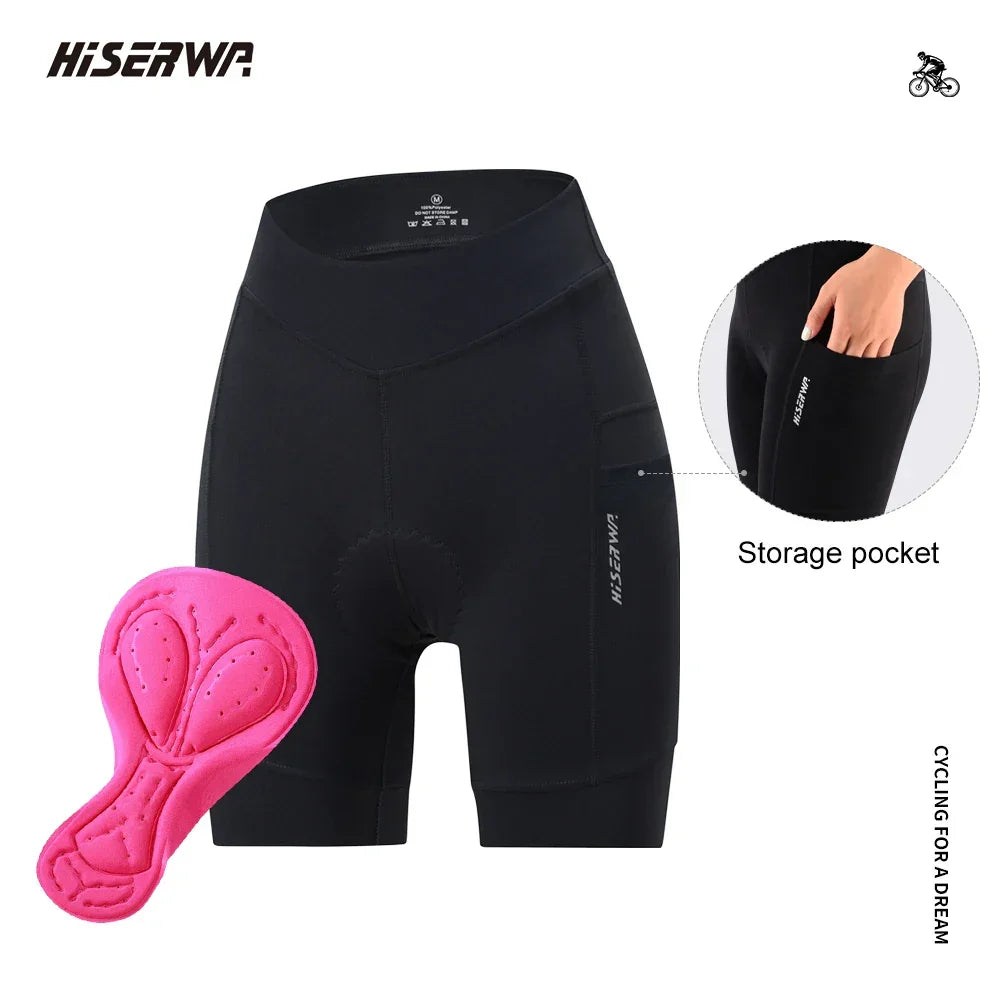 HISERWA Women Cycling Shorts High Quality MTB Bike Shorts 6 Hours Riding Shockproof Pad Breathable Lycra Sports Bicycle Tights