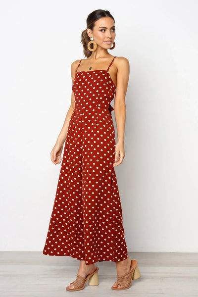 Women Elegant V-Neck Sleeveless High Waist Jumpsuit Summer Sexy Polka Dot Romper Female Loose Wide Leg Playsuits Fashion