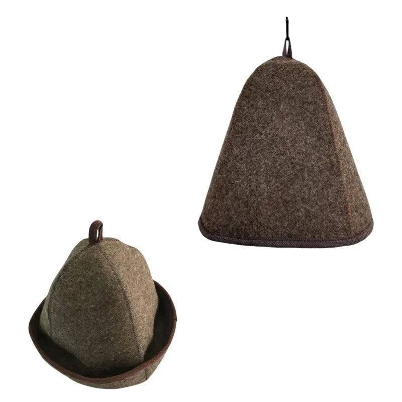 2PCS 3mm Thick 100% Wool Sauna Hats to the Sauna With Steam for bath and sauna acessories wool