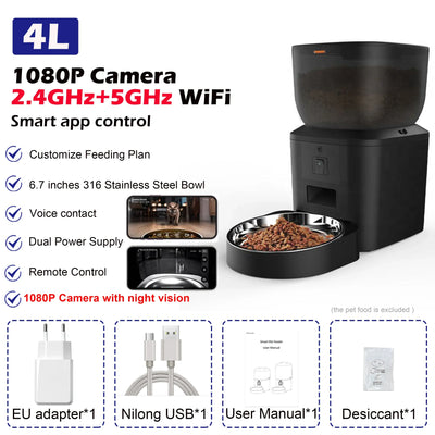 Furpipi 8L Smart Automatic Cat Feeders with 1080P HD Camera 5G WiFi Pet Feeder Tuya APP Control Automatic Cat Dog Food Dispenser