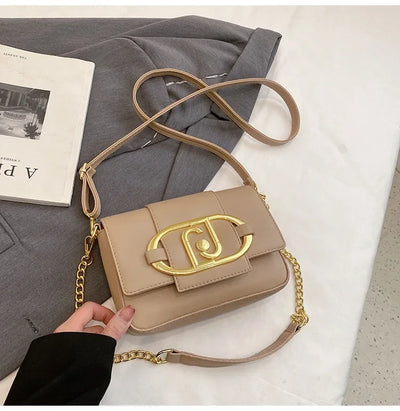 Designer Handbags For Women Leather Metal Buckle Flap Square Shoulder Bags Fashion 2024 Ladies Messenger Bags Females Casual