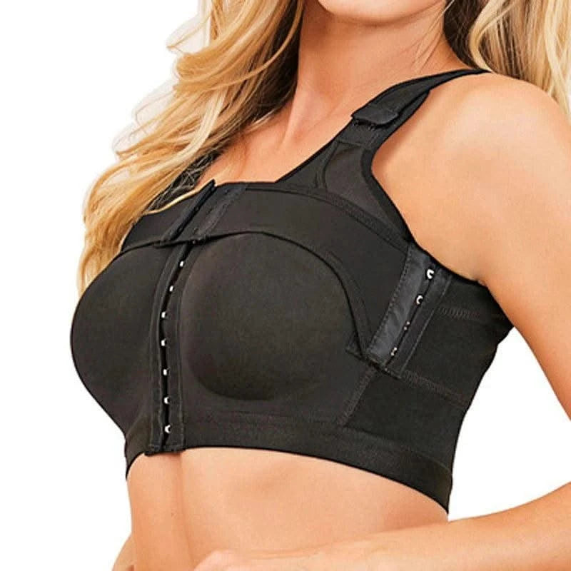 Dimmkof Front Buckle Closure Compression Bras Women's Adjustable Strap Posture Corrector Bras with Breast Support Band Shapewear