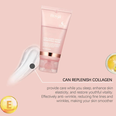 Collagen Peel-off Mask Deep Hydrating Fade Fine Lines Firming Shrink Pores Brightening Overnight Wrapping Mask Face Skin Care