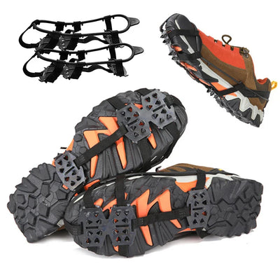 24 Teeth Mountaineering Cleats Anti-Slip Bundled Crampons Unisex Climbing Shoe Spikes Walking Hiking Accessories