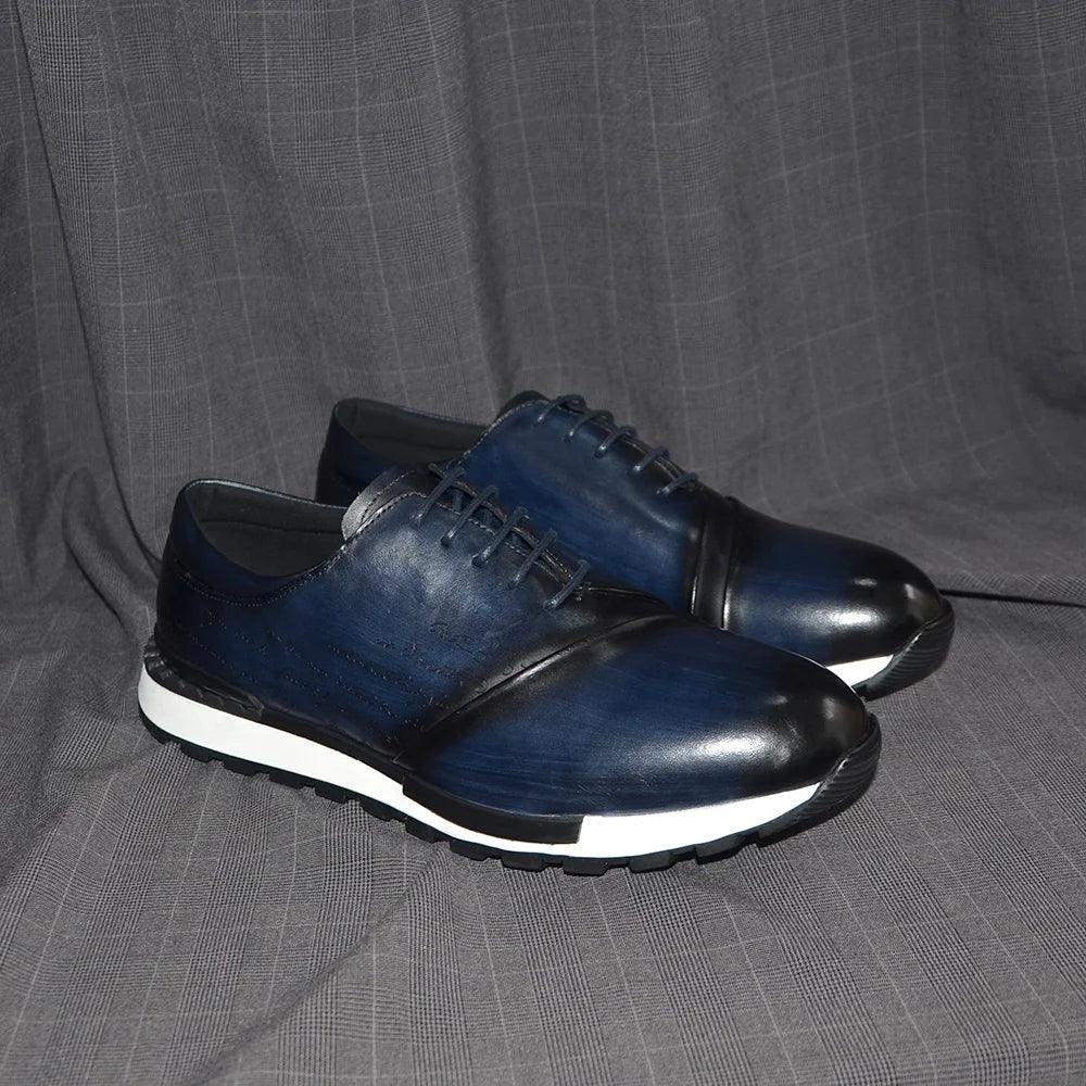 Luxury Brand Design Men's Oxford Shoes Fashion France Style Leather Sneakers Slip-on Casual Business Travel Non-slip Male Shoes