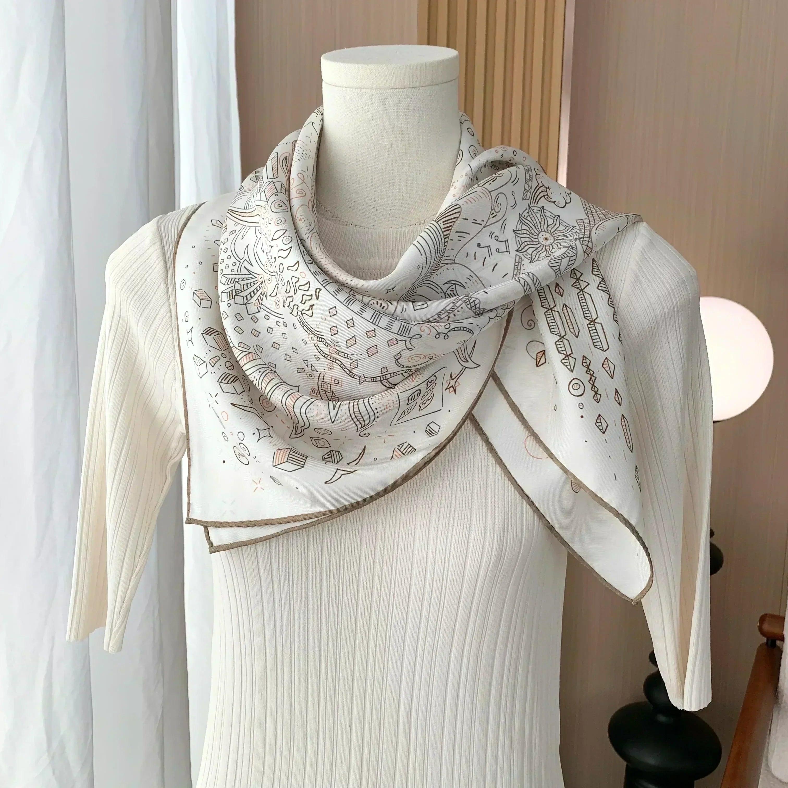 100% real silk scarf shawl large head scarves hijab for hair wrapping 90cm